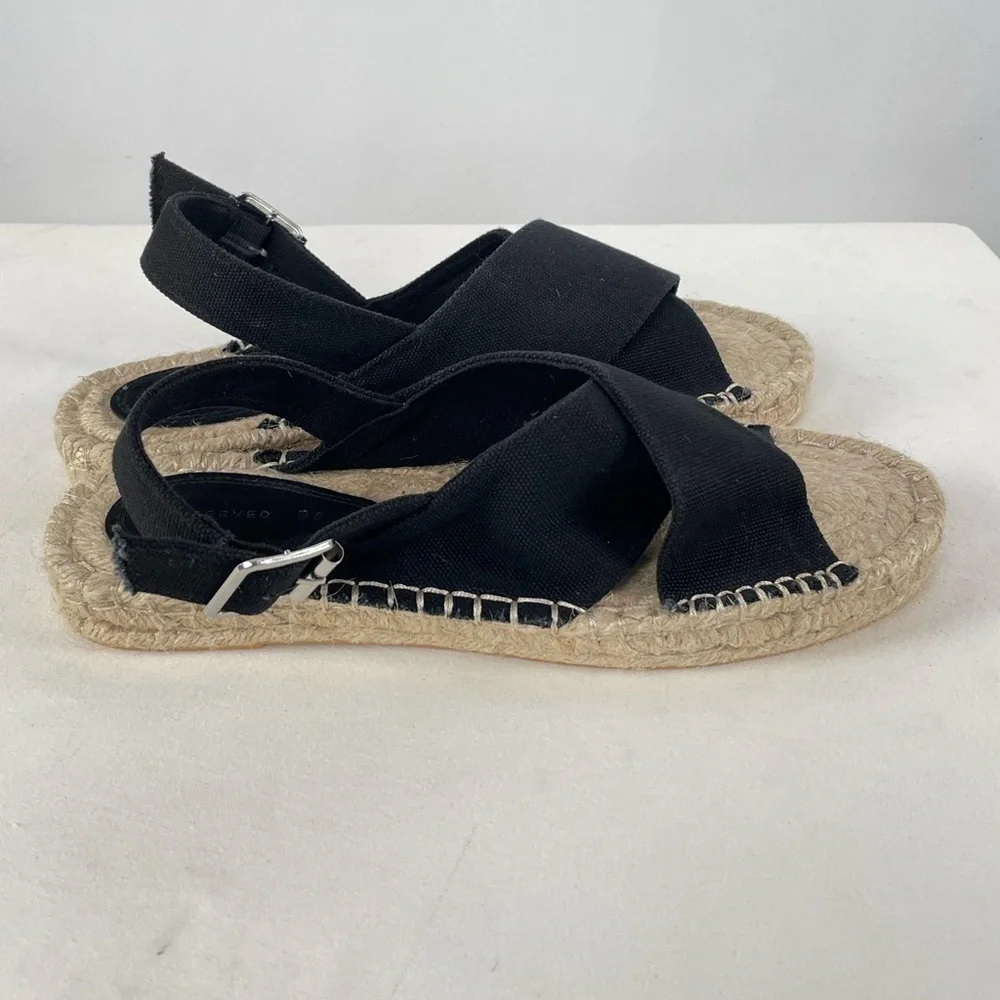 Reserved Canvas Strappy‎ Espadrille Sandal in Black Size 9